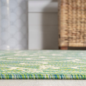 Charleston Vintage Filigree Textured Weave Indoor/outdoor Square Rug